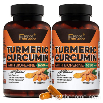 Curcumina di curcuma con bioperina Capsule di curcuminoidi al 95%